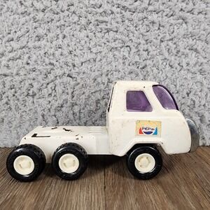 Vintage Buddy L Pepsi Semi Truck Cab White Pressed Steel Toy Japan 4.75"